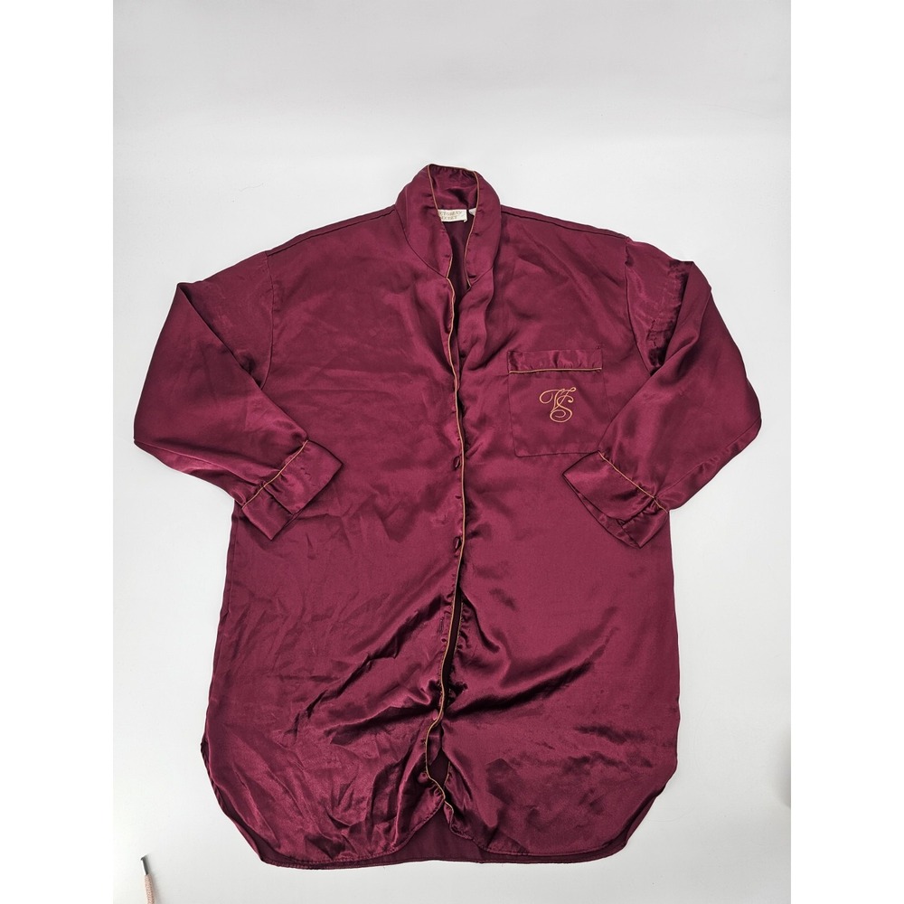 Victoria's Secret Gold Label Vintage Burgundy Button Down Sleep Shirt Size Small